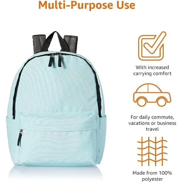 Amazon Basics Classic  School Backpack - Aqua - Picture 3 of 6